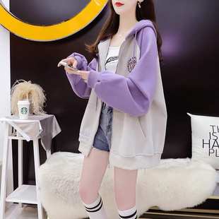 高中女生甜美休闲开衫卫衣秋2026新款初中学生时尚学院风连帽外套