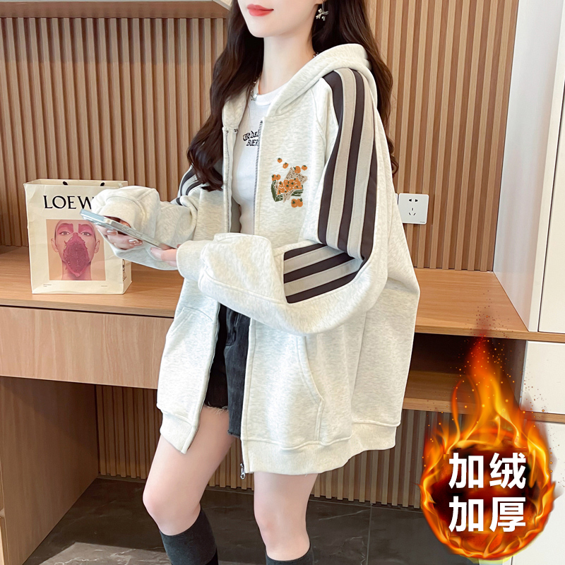潮流时尚加绒加厚宽松休闲风卫衣