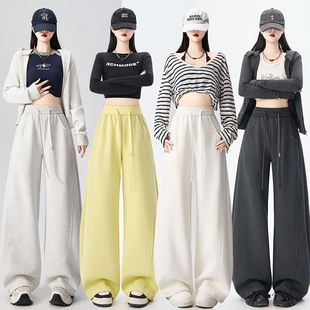 美式弯刀运动卫裤女春季新款初高中学生高腰宽松束脚两穿阔腿裤秋