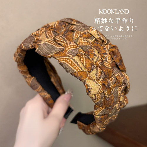 高颅顶美拉德风编织宽边发箍发卡