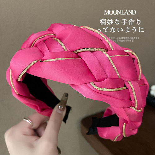缎面拼接宽边发箍女款高颅顶头箍