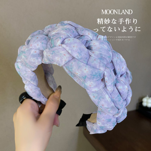 欧根纱碎花编织发箍女款发卡头箍