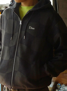 Dime  Classic Checkmate Zip Hoodie 24秋新款双拉链连帽衫卫衣
