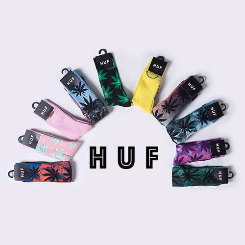 HUF正品枫叶滑板长筒毛巾袜子