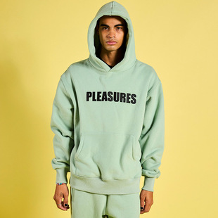 刺绣Logo加绒绗缝连帽衫 Pleasures Hoodie Quilted 宽松卫衣 Wave