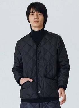 Taion Piping V Neck Down Cardigan 体温撞色轻质保暖羽绒服外套