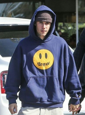 正品 Drew House Hoodie 24秋冬新美式笑脸印花宽松滑板帽衫卫衣