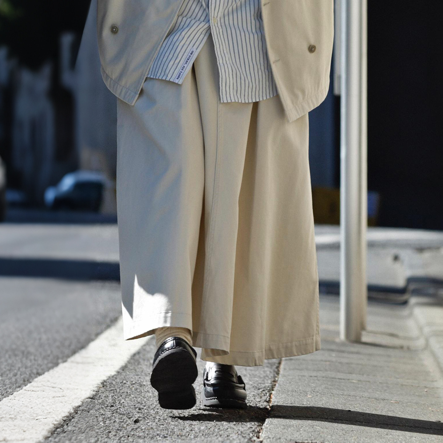 现货 Nanamica Chino Skirt 26SS经典工装褶皱纯色简约半身裙长裙