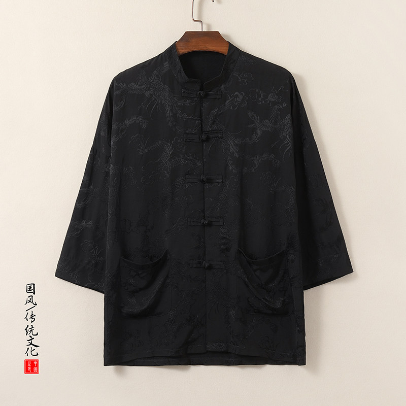 T919*风中袖立领衬衫龙凤纹复古唐装汉服新中式男装*P68,男装衬衫,星座1516（原B303）
