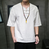 T918*风中袖提花暗纹古风禅服复古茶服T恤男居仕服*P55，男装T恤，星座1516（原B303）