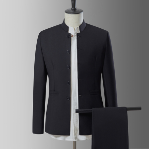 W205* 男士立领修身纯色免烫多色表演服中山装两件套西服 *P85图片