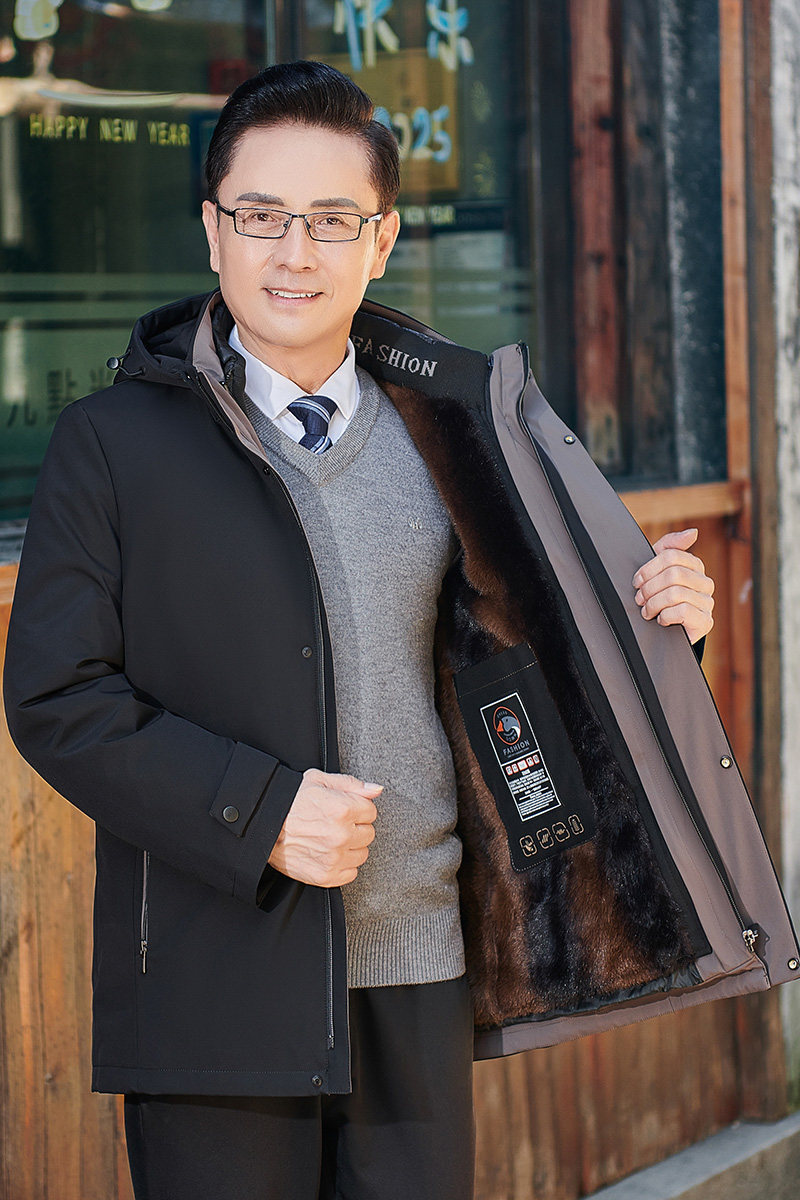 MT158*白鹅绒服中年男羽绒服冬装外套可脱卸内胆加毛送爸爸*P245,男装羽绒服,星座1516（原B303）