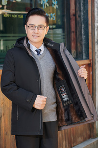MT158*白鹅绒服中年男羽绒服冬装外套可脱卸内胆加毛送爸爸 *P245图片