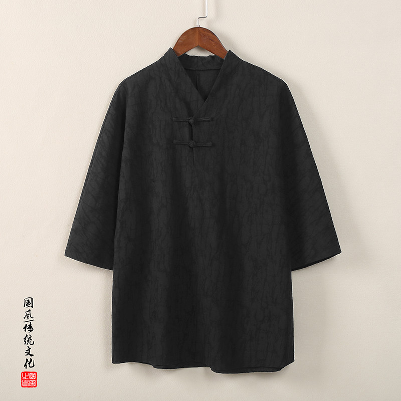 T910*风暗纹提花古风复古中袖T恤男士禅服居仕服*P55,男装T恤,星座1516（原B303）