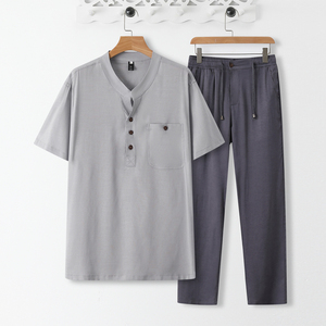 2068* 夏季风天丝麻料短袖薄款凉感T恤居士服禅服 *P75图片