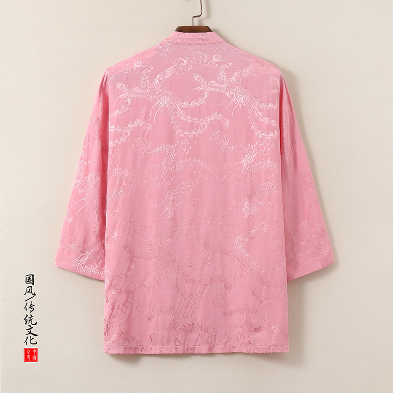 T919*风中袖立领衬衫龙凤纹复古唐装汉服新中式男装*P68,男装衬衫,星座1516（原B303）
