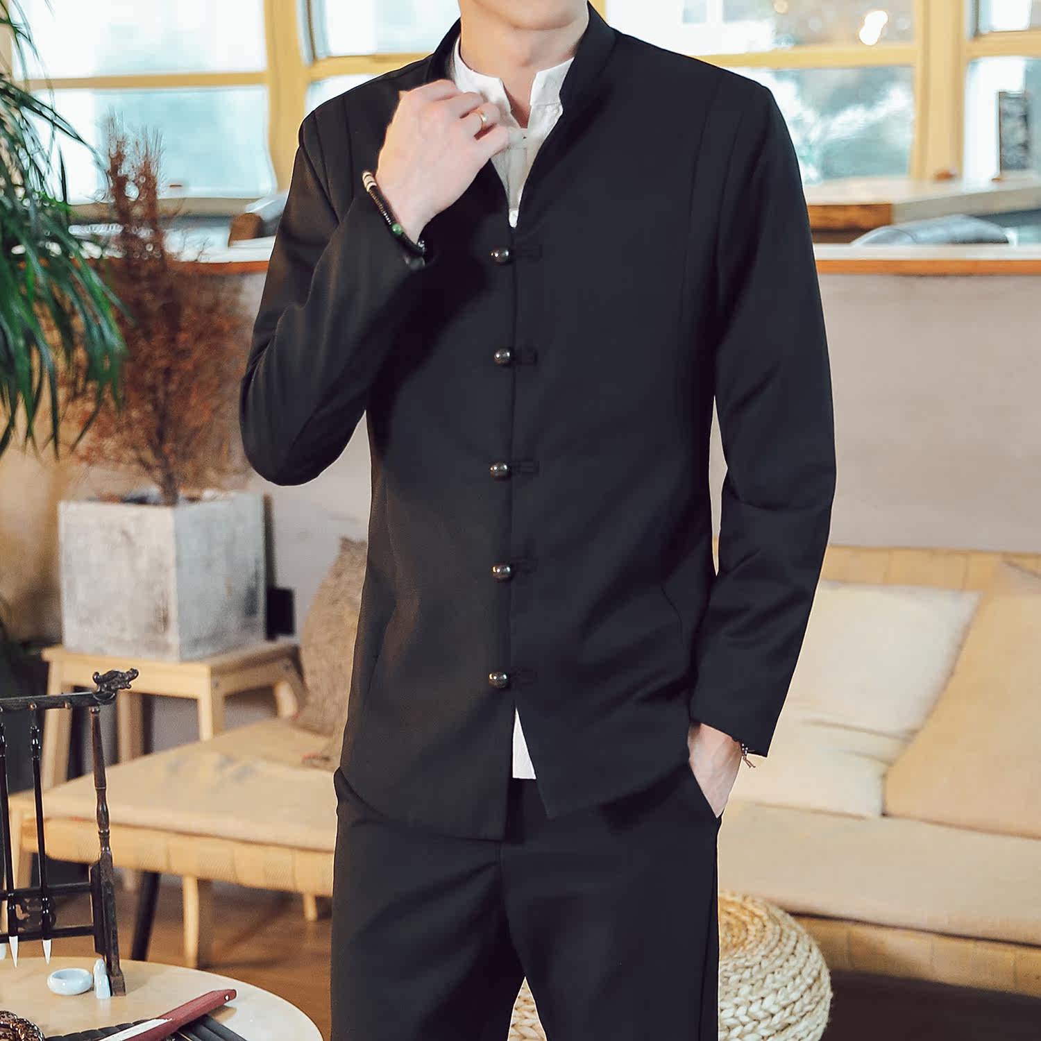 W202 *男士中山装复古风立领修身舞台表演西装套装 * P85图片