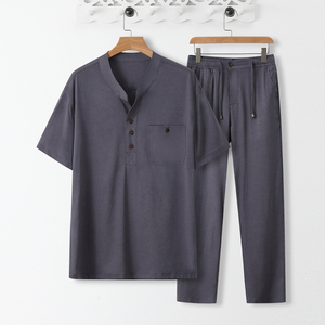 2068* 夏季风天丝麻料短袖薄款凉感T恤居士服禅服 *P75图片