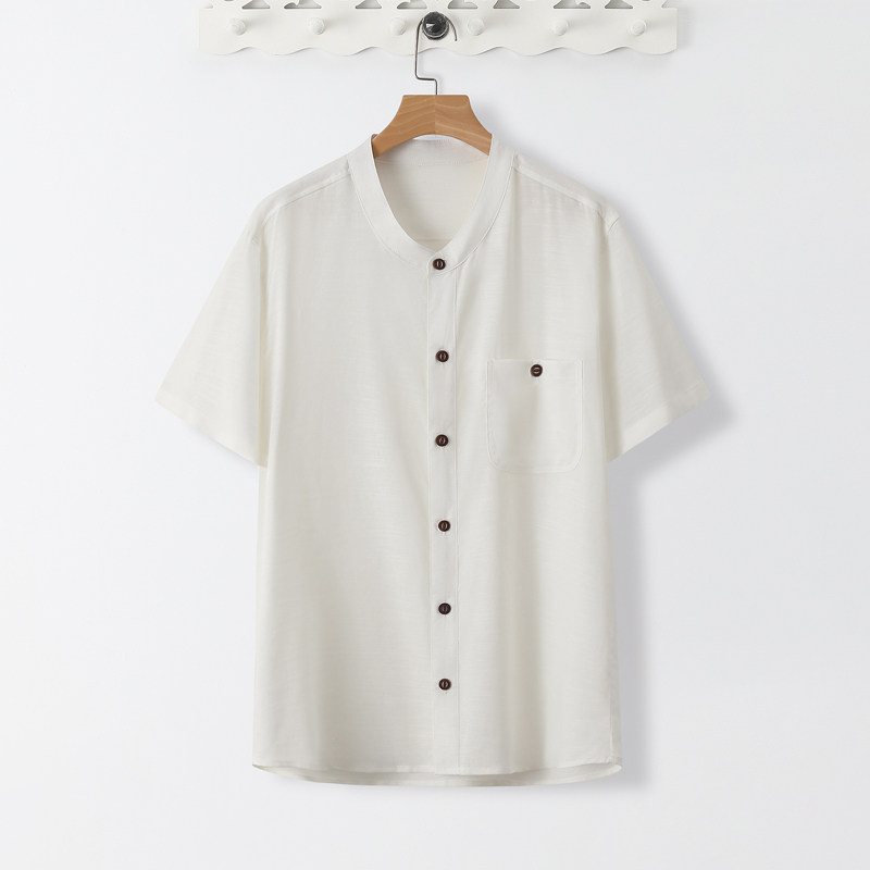 TS10*夏季风短袖立领纯色薄款凉感衬衫居仕服*P60,男装衬衫,星座1516（原B303）