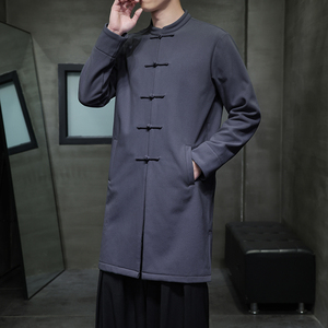 W208* 风立领中长款风衣外套复古长衫禅服盘扣唐装 *P95图片