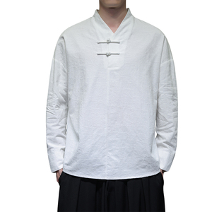 T920* 风男士提花古风复古秋季宽松纯棉长袖T恤禅服 *P60图片