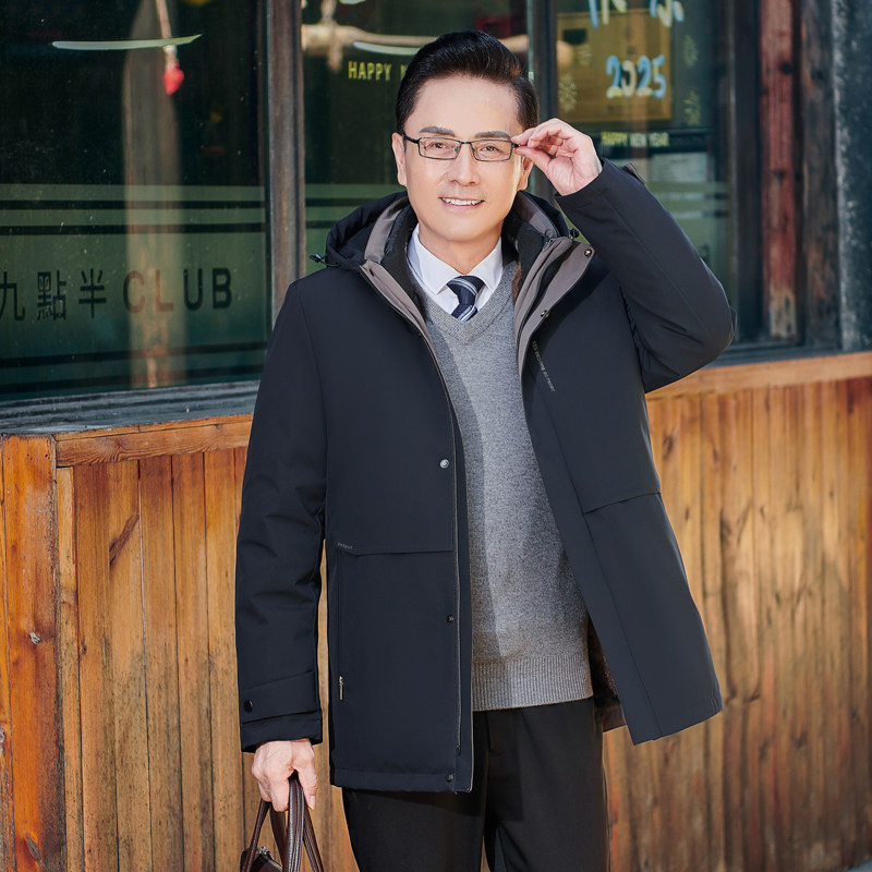 MT158*白鹅绒服中年男羽绒服冬装外套可脱卸内胆加毛送爸爸*P245,男装羽绒服,星座1516（原B303）
