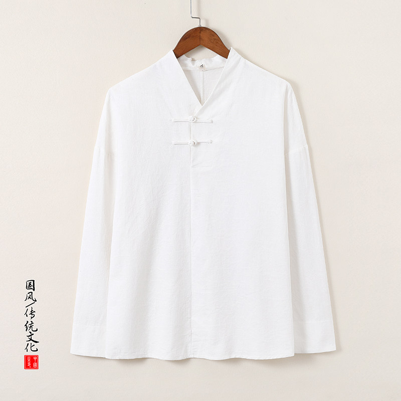 T920*风男士提花古风复古秋季宽松纯棉长袖T恤禅服*P60，男装T恤，星座1516（原B303）