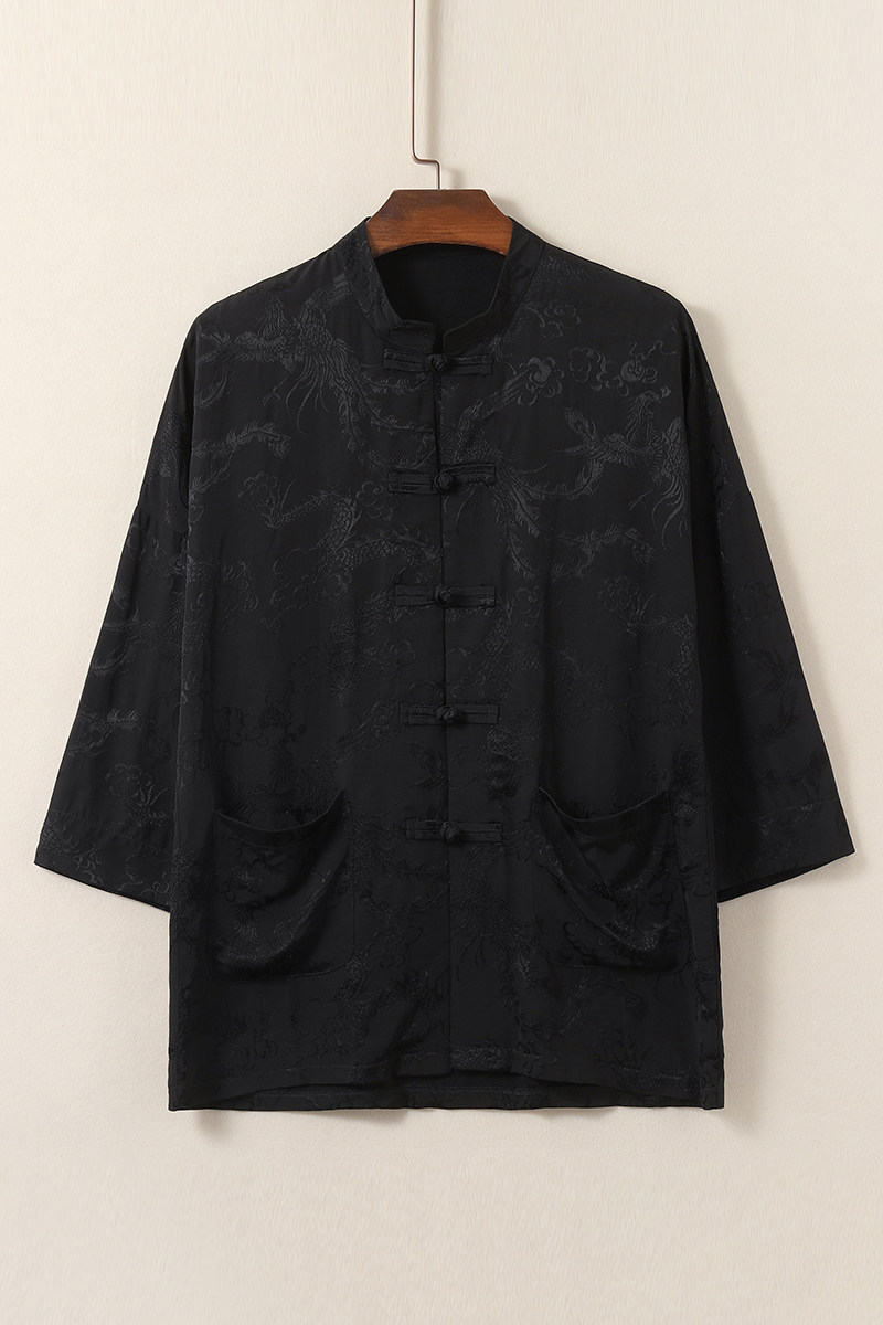 T919*风中袖立领衬衫龙凤纹复古唐装汉服新中式男装*P68,男装衬衫,星座1516（原B303）