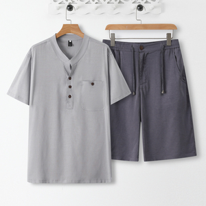 2066* 风天丝麻禅服居士服冰丝短袖薄款凉感T恤衬衫 *P70图片
