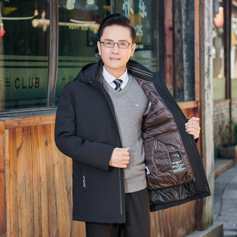 ET106*白鹅绒服中年男士羽绒服冬装外套可脱卸内胆厚送爸爸*P245,男装羽绒服,星座1516（原B303）