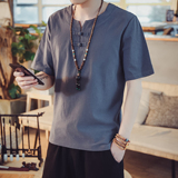 T98*夏季风棉麻短袖古风禅服居仕服盘扣茶服男T恤*P25，男装T恤，星座1516（原B303）