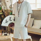 DY12*风夏季男士棉麻短袖T恤套装大短裤两件套装男*P45，男装牛仔裤，星座1516（原B303）