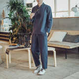 DY15*风棉麻透气古风长袖T恤男套装禅服茶服居仕服*P70，男装T恤，星座1516（原B303）