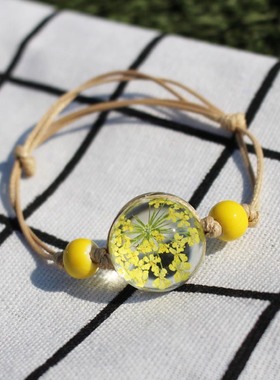 植物标本干花森女系玻璃韩版手链