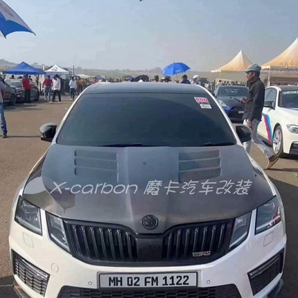 17-20款斯柯达明锐改装碳纤维开孔机盖 新明锐真碳纤轻量化引擎盖