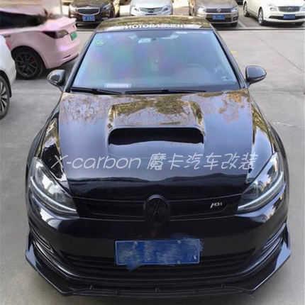 大众高尔夫7 7.5代改装碳纤维开孔机盖 GOLF碳纤引擎盖车头盖包围