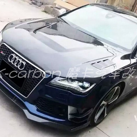 老款奥迪A7 RS7改装碳纤维小包围前铲侧裙后包角 A7升级宽体轮眉