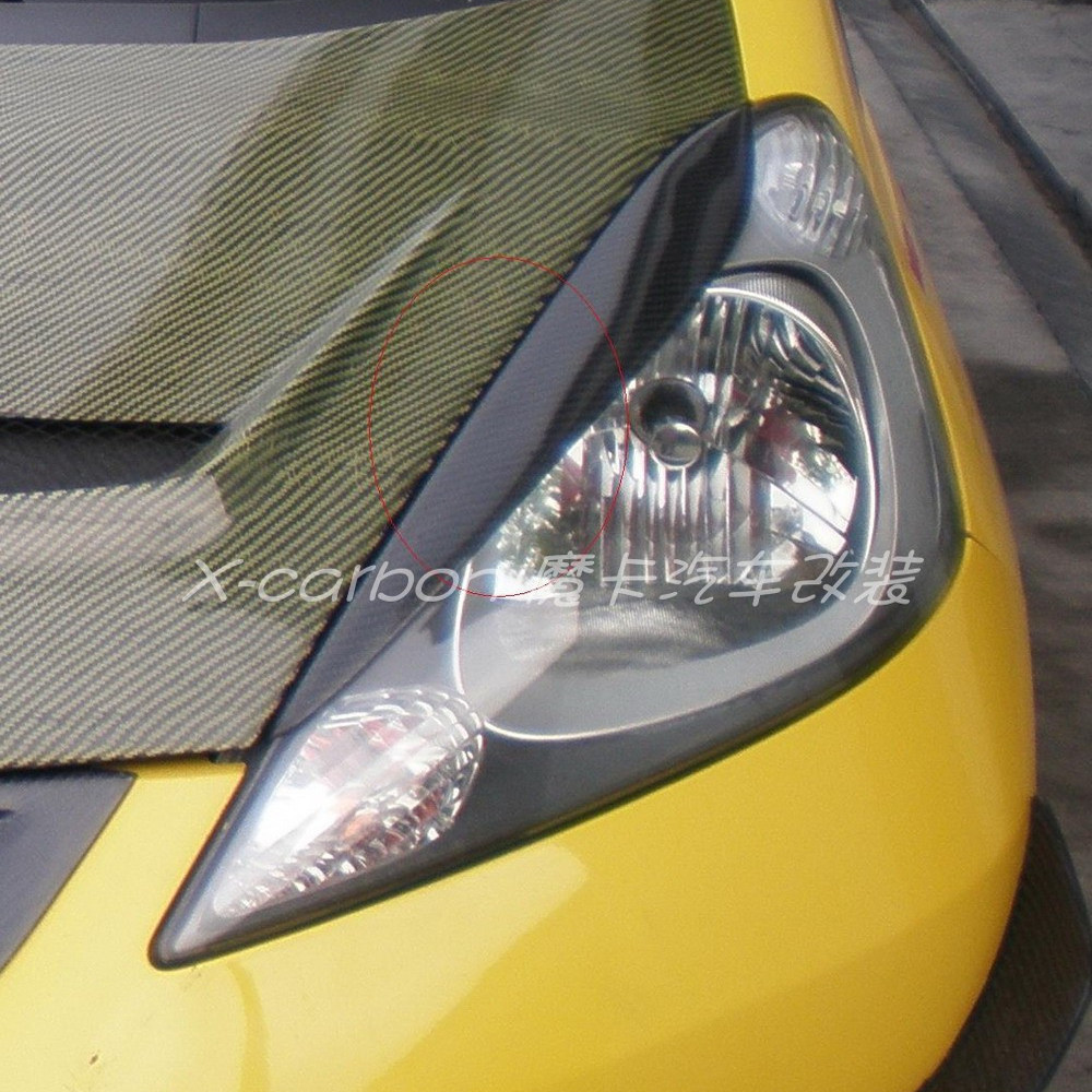 本田二代飞度GE8改装碳纤维灯眉灯罩 飞度fit碳纤前大灯框灯眉贴