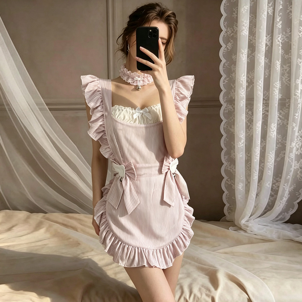 9colors甜美条纹女仆制服