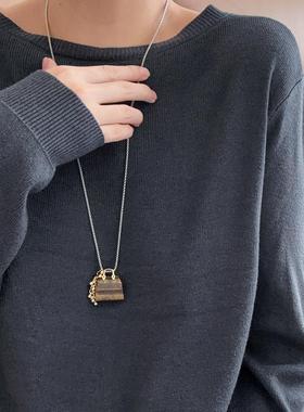 韩系甜酷风虎眼石黑曜石项链