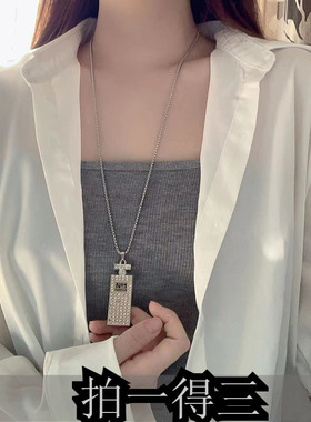 钛钢个性香水盒子项链女
