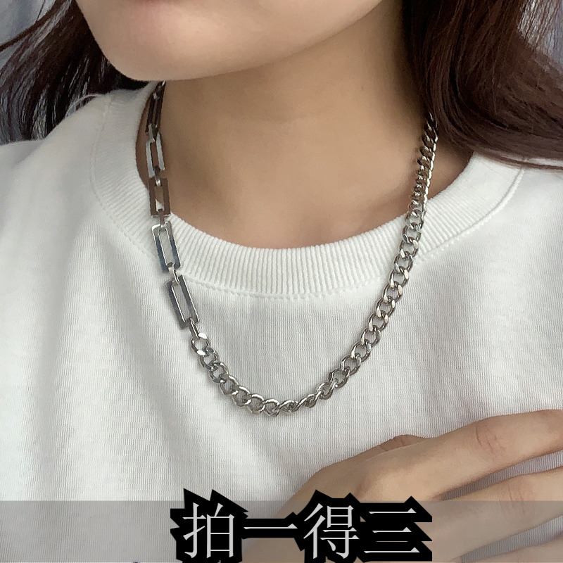 钛钢古巴链卫衣链粗长款女时尚简约百搭高端大气小众网红气质夏季