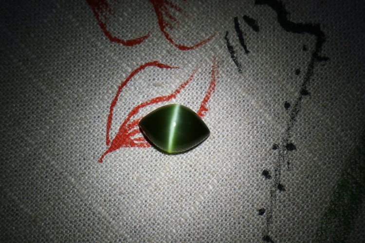 和田玉碧玉梦幻宝石光一线天超级闪亮猫眼戒面镶嵌戒指吊坠收藏级