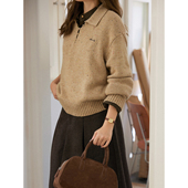 「MISAZ」城堡少女 杂色温暖针织衫 卡通提花俏皮polo领毛衣 冬季