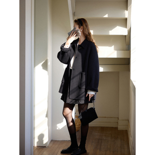 单排扣外套 轻盈短款 「MISAZ」宝藏双面呢 98羊毛牛角扣手工大衣