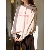 「MISAZ」Salted 布朗尼 蜜桃 butter拼接插肩袖 加绒套头印花卫衣