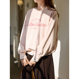 蜜桃 加绒套头印花卫衣 布朗尼 butter拼接插肩袖 「MISAZ」Salted