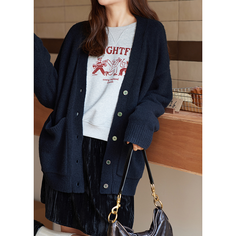 MISAZ慵懒风宽松V领针织外套