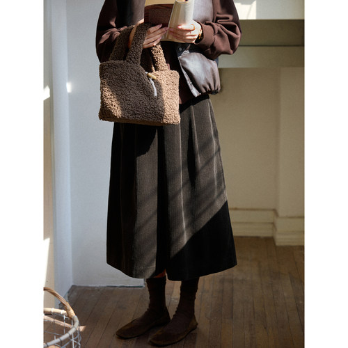 MISAZ复古灯芯绒加厚阔腿八分裤