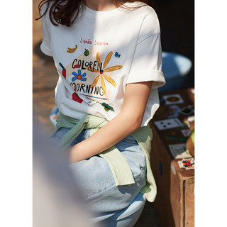 「MISAZ」colorful morning！手绘彩色印花短袖T恤 宽松休闲版型